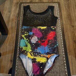 Colorful Splatter Print Leotard